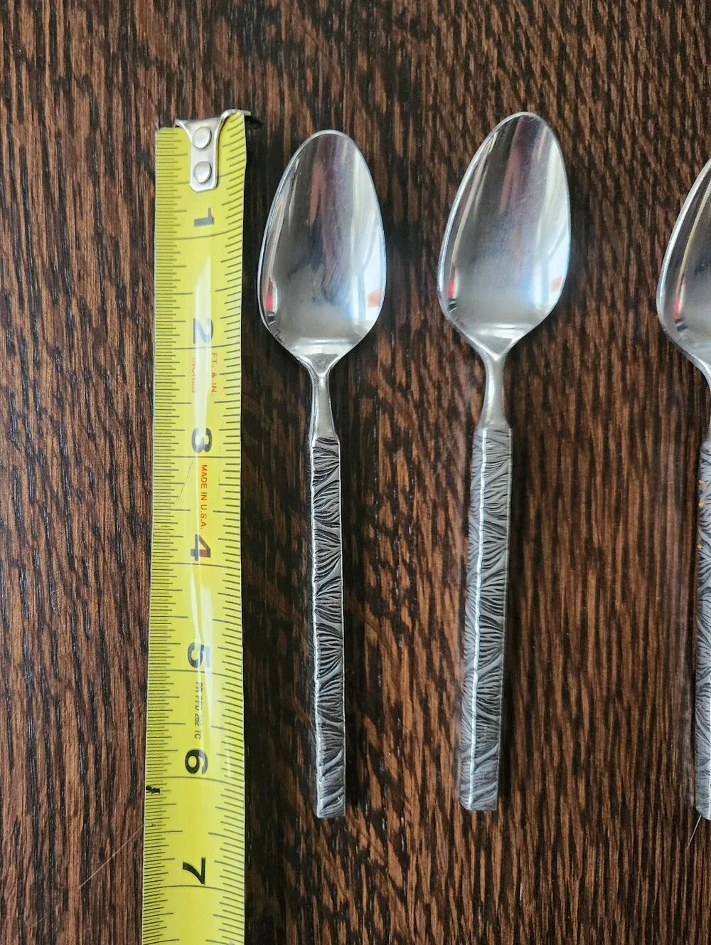 Orleans Silver Stainless Teaspoons Exotic Pattern MCM Set of 3 - EUC $20